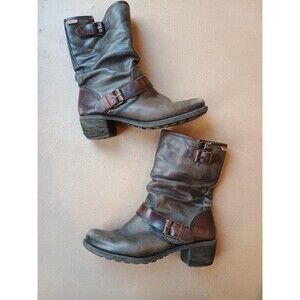 Pikolinos Le Mans biker boots gray/brown leather EU 38 US 7.5-8  Women’s Moto